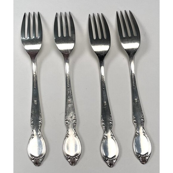 Lot 4 Wm Rogers International Silver Silverplate PRECIOUS MIRROR Dinner Forks - Picture 3 of 4